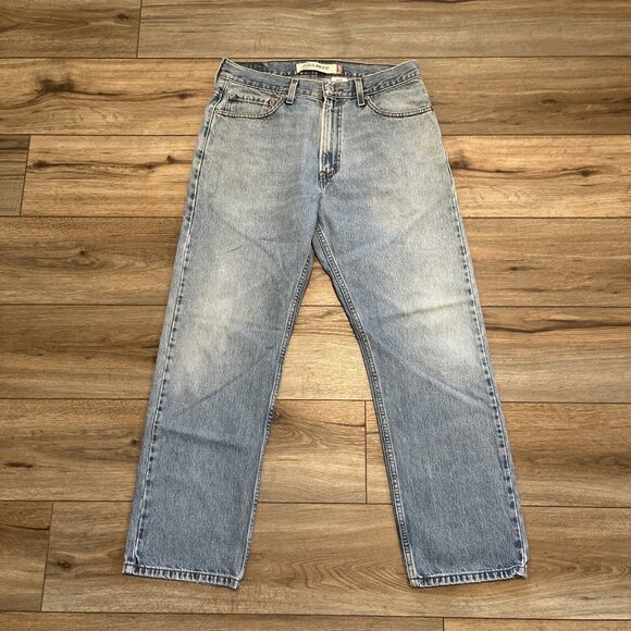 Men's Levis 505 Straight Fit Denim Jeans 34x30 Blue Light Wash Cotton Red Tab - Picture 1 of 12